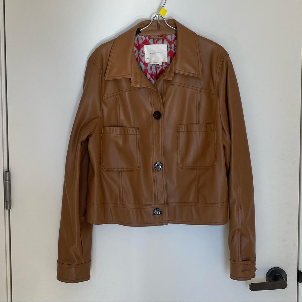 Anthropologie Brown Faux Leather Jacket